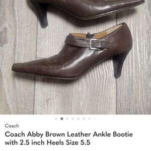 Coach Brown Leather Ankle Booties with Buckle Strap